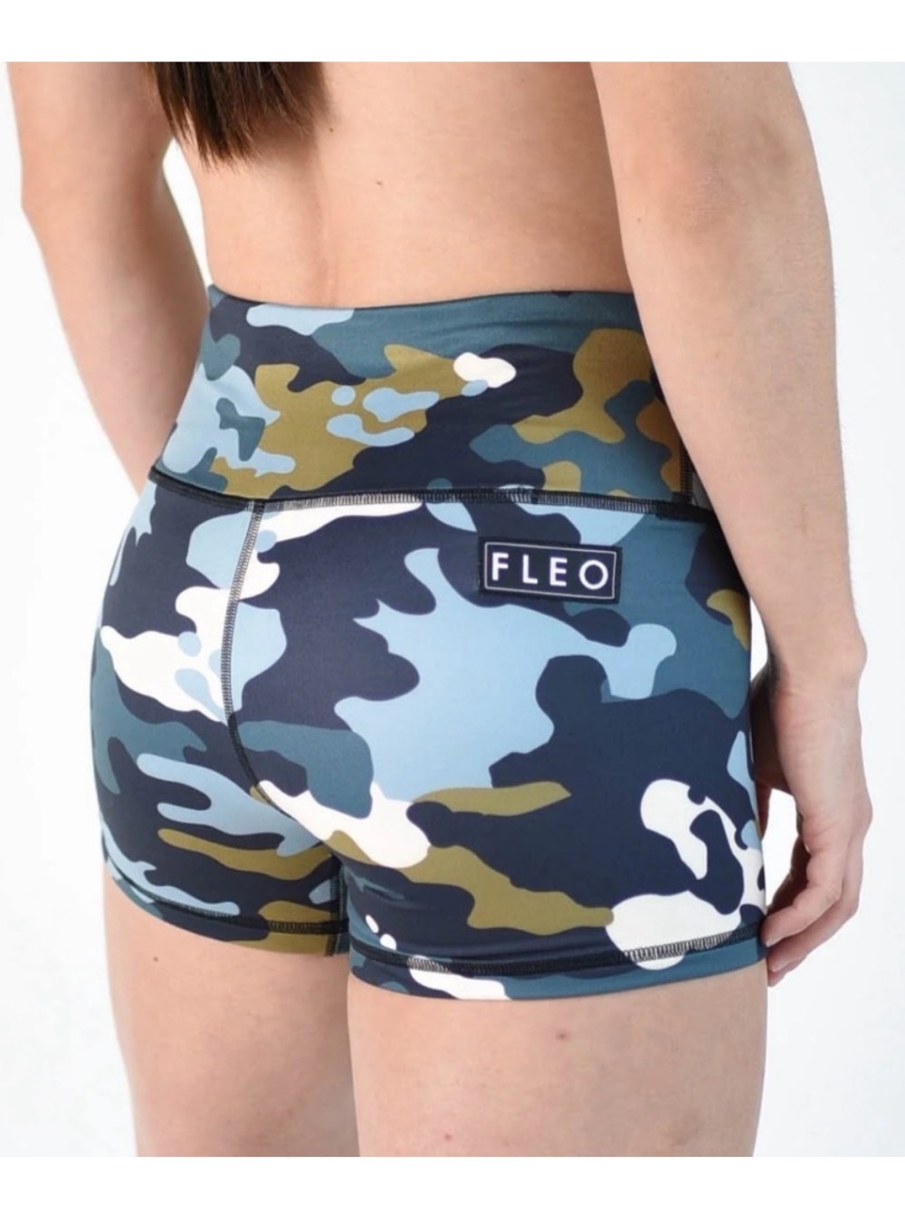 FLEO Alpine Olive & Blue Camo Shorts Size Medium